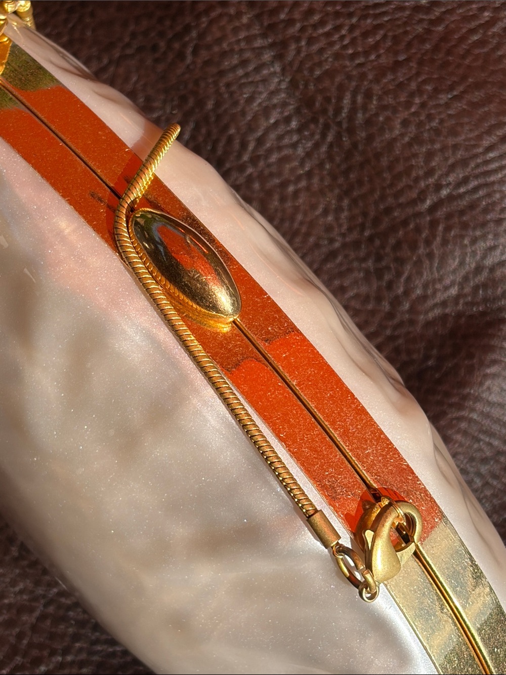 Zara Pearl Shell Clutch with Gold Hardware - Picture 8 of 11